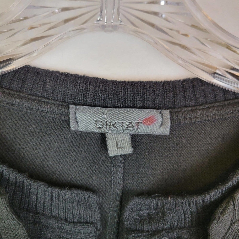 Diktat Mens Knit Viscose Wool Lightweight Sweater Size Large Black Made in Italy - Picture 4 of 9